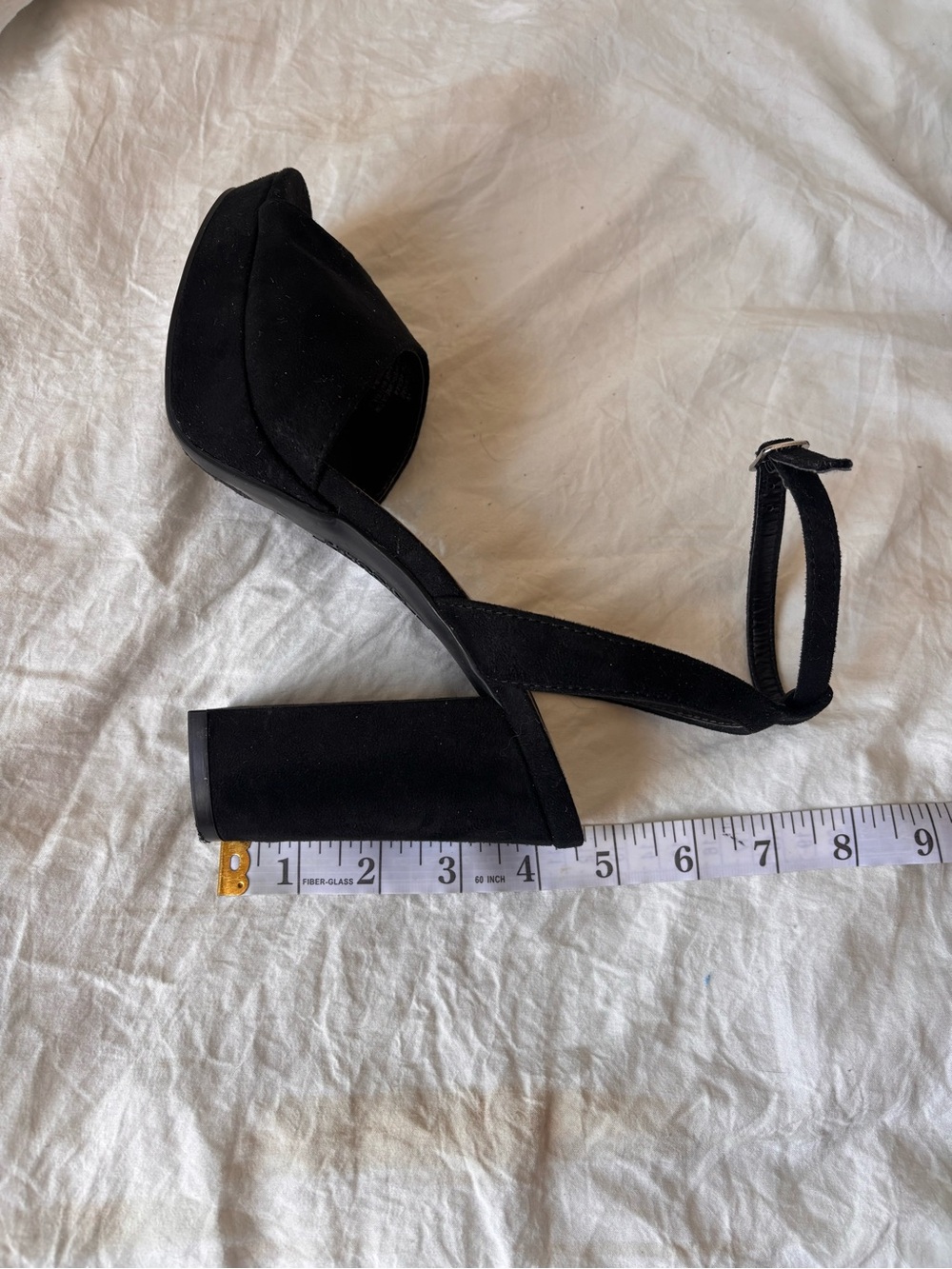 Dominique Nicole Black Suede Platform Block Heel Sandals with Ankle Strap | 6.5 - Picture 5 of 10